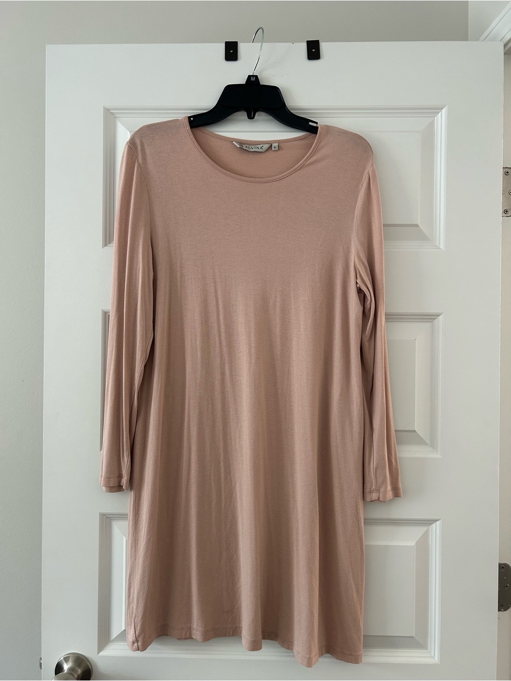 Long Sleeve Shift Dress Pink Rose Blush